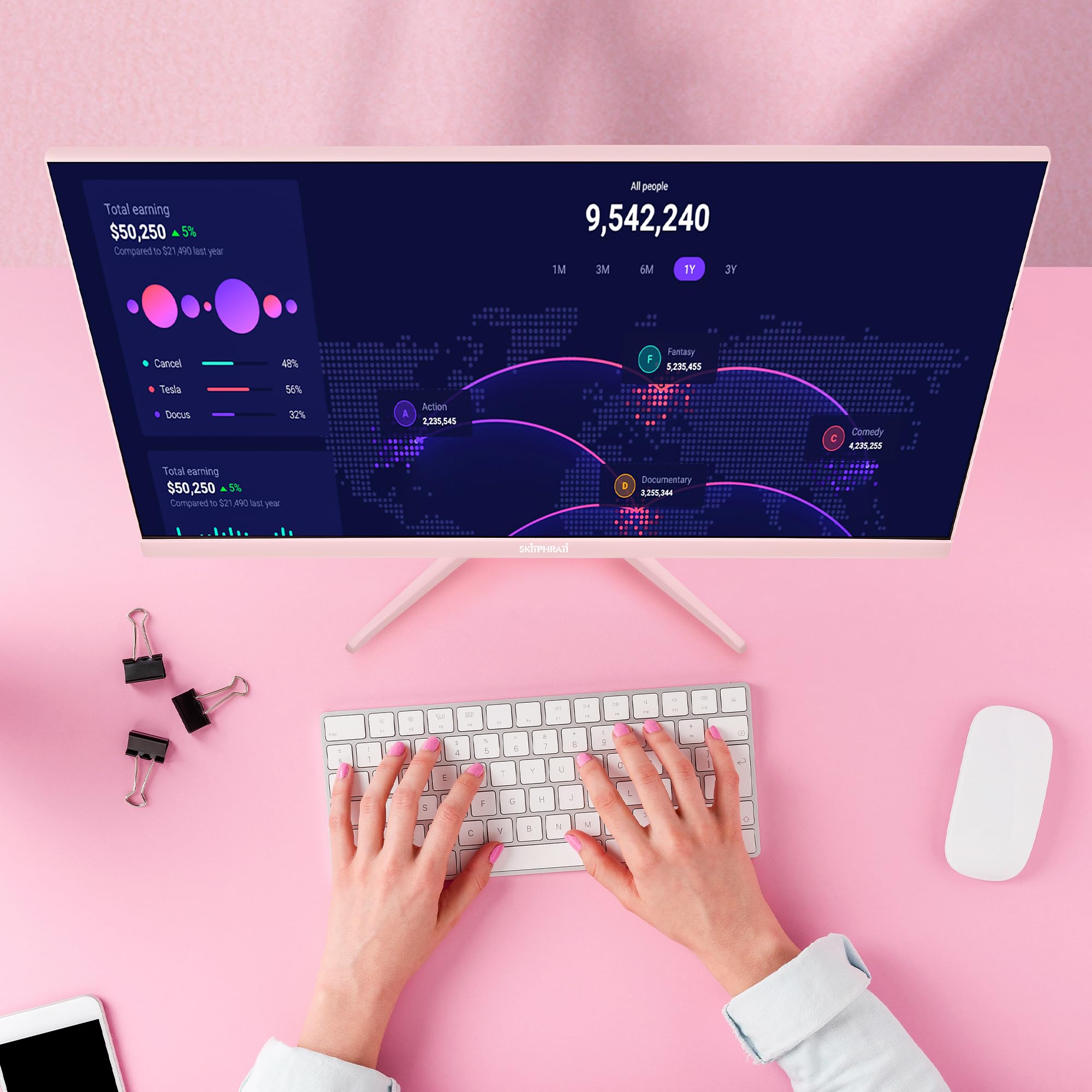 SKitphrati - Moniteur de jeu 24 pouces, taux de rafraîchissement de 200 Hz, résolution FHD 1080p, panneau IPS rapide, 1 ms, GTG, temps de réponse, synchronisation adaptative, haut-parleurs