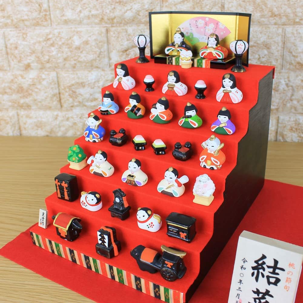 雛人形 ひな人形 コンパクト 雛 (錦彩 花かざり雛 七段飾り 714