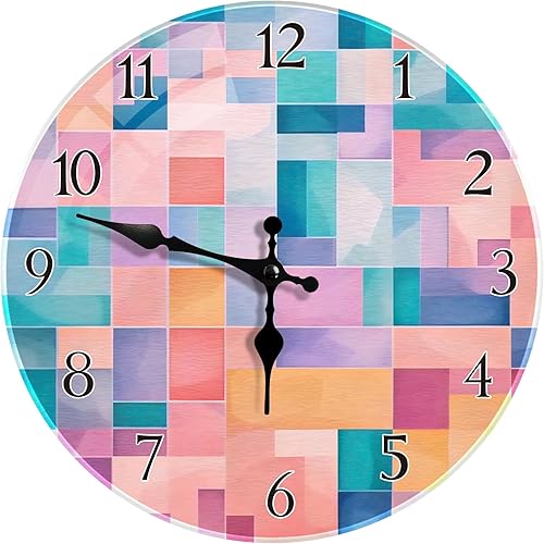 Miniatura 9 de Britimes Reloj de pared redondo, silencioso, sin tictac, funciona con pilas, reloj de cristal impermeable para exteriores, 12 pulgadas, mármol azul,