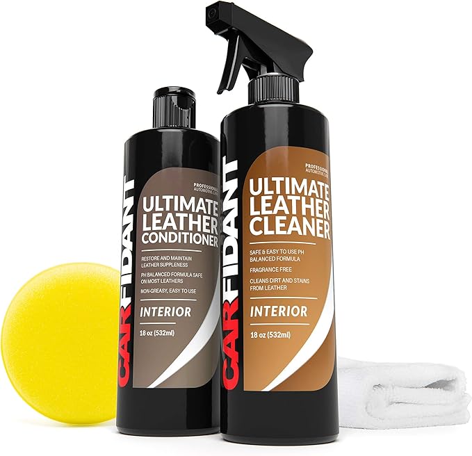 Carfidant Ultimate Leather Cleaner & Conditioner Kit Leather Cleaning and Restorer