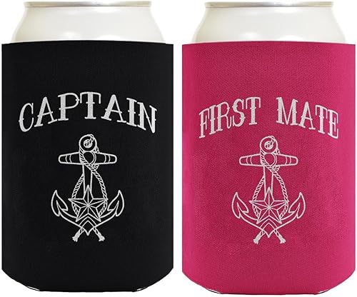 Regalos para el capitán de primer compañero para parejas capitán y primer mate vela náutica paquete de 2 enfriadores de latas de tamaño estándar disponible en Yaxa Guatemala
