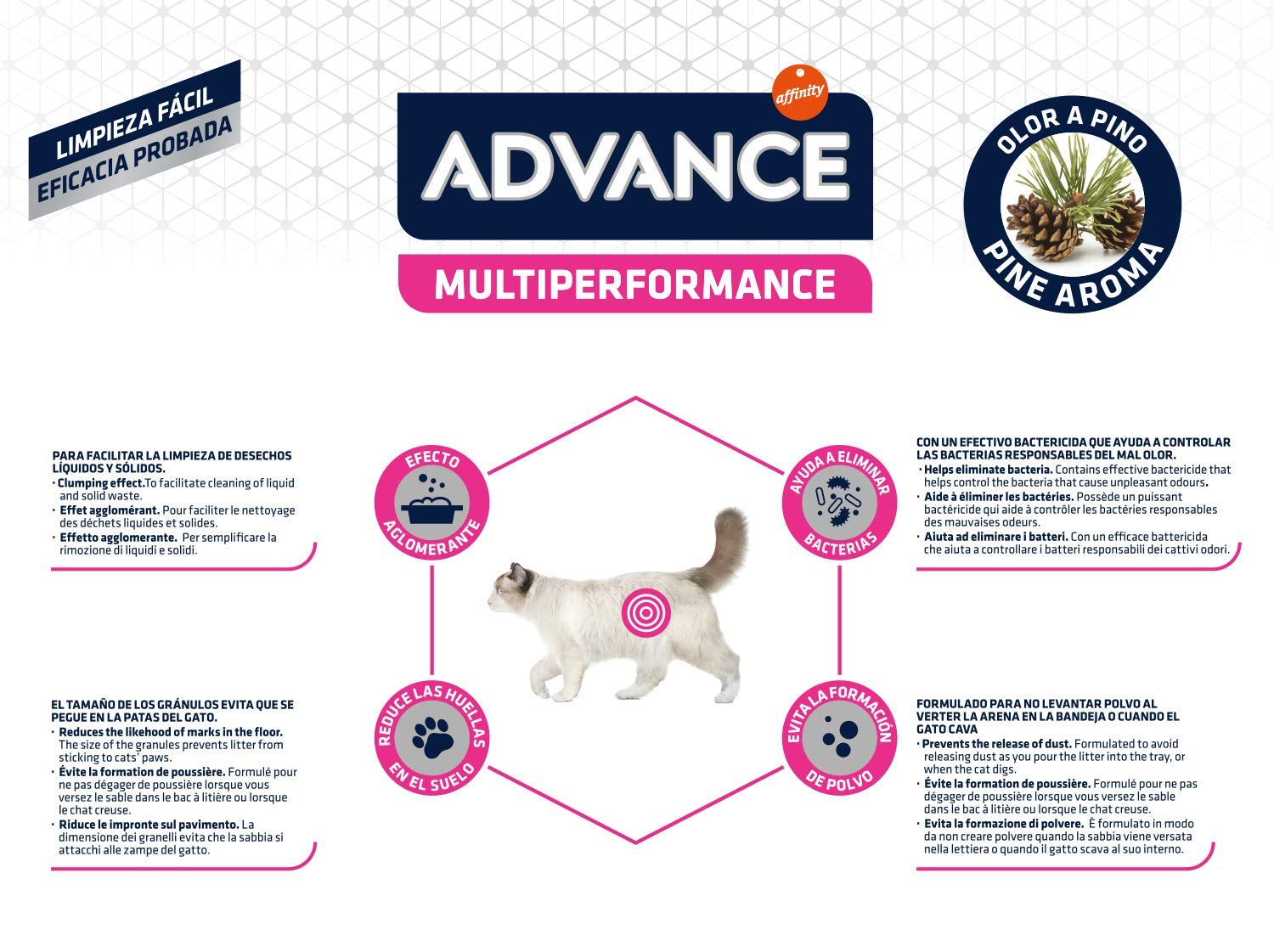 Advance multiperformance para Arena de Gato 6,36 kg – Pack de 3
