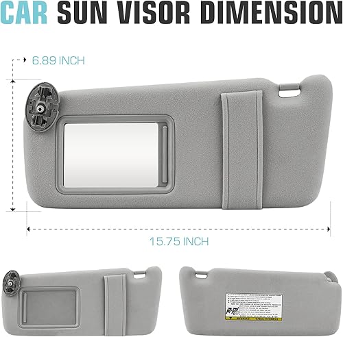 Miniatura 3 de Para Toyota Camry 2007-2011 sin techo corredizo izquierdo del lado del conductor Visera solar 74320-06780-B0 74320-33B81-B0 (gris)
