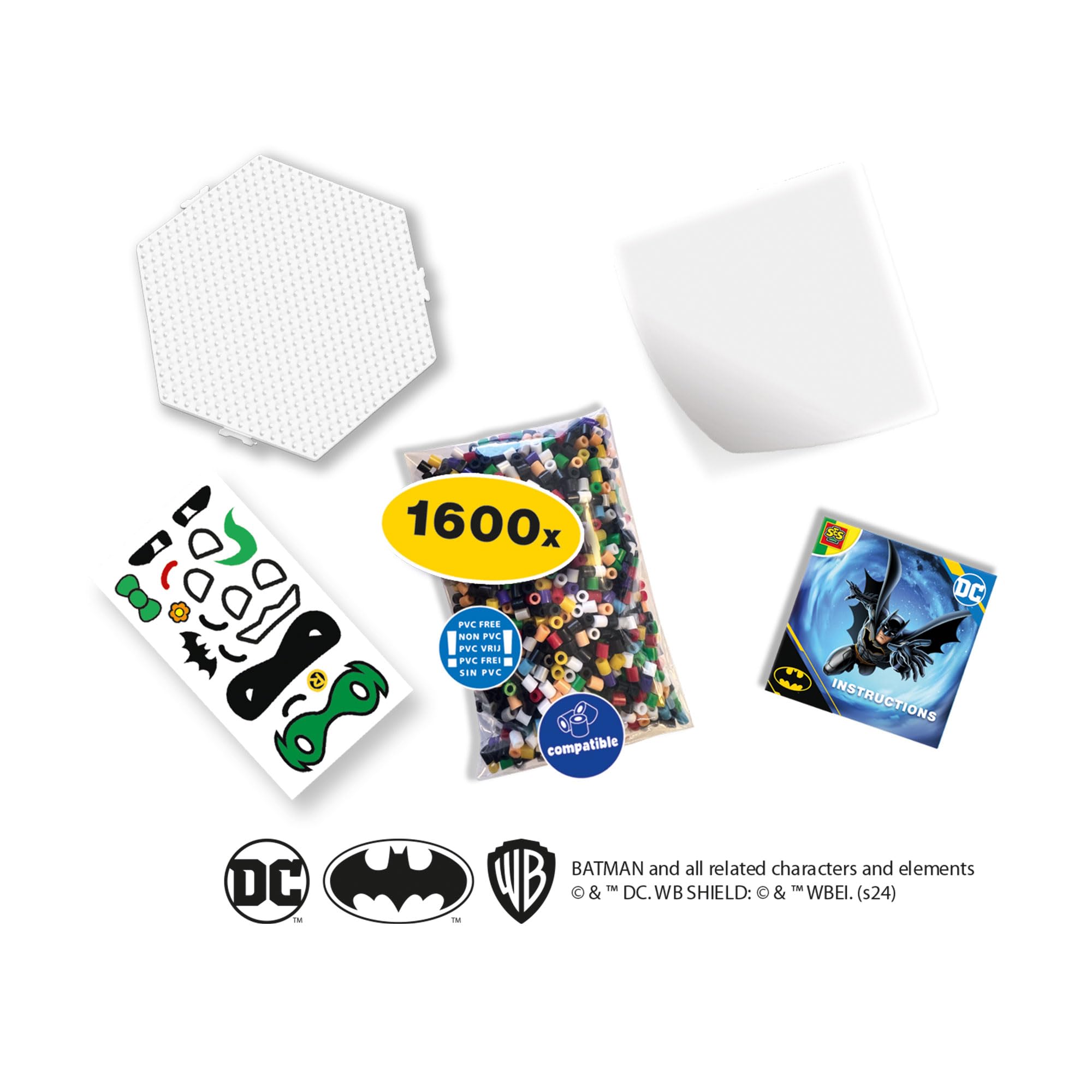 SES Creative 09361 Beedz Art - DC Batman Characters - Create Your Favourite Heroes from The DC Batman Series - Includes 1600 Beads and Pegboard