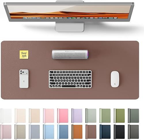 Miniatura 130 de YSAGi Protector de escritorio de piel, alfombrilla de oficina, alfombrilla grande para ratón, alfombrilla antideslizante de piel sintética, Azul