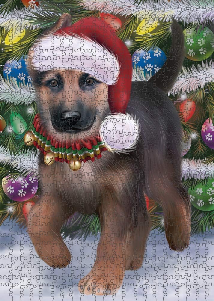 Christmas Trotting in The Snow German Shepherd Dog Jigsaw Puzzle for Adults - Animal Printed Interlocking Puzzle Game Artwork - Gift for Dog Lover's -1000 Pcs 29.5"x19.7", PZLE53986