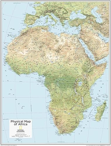 National Geographic África mapa de pared físico - 22 x 28 pulgadas - lienzo laminado