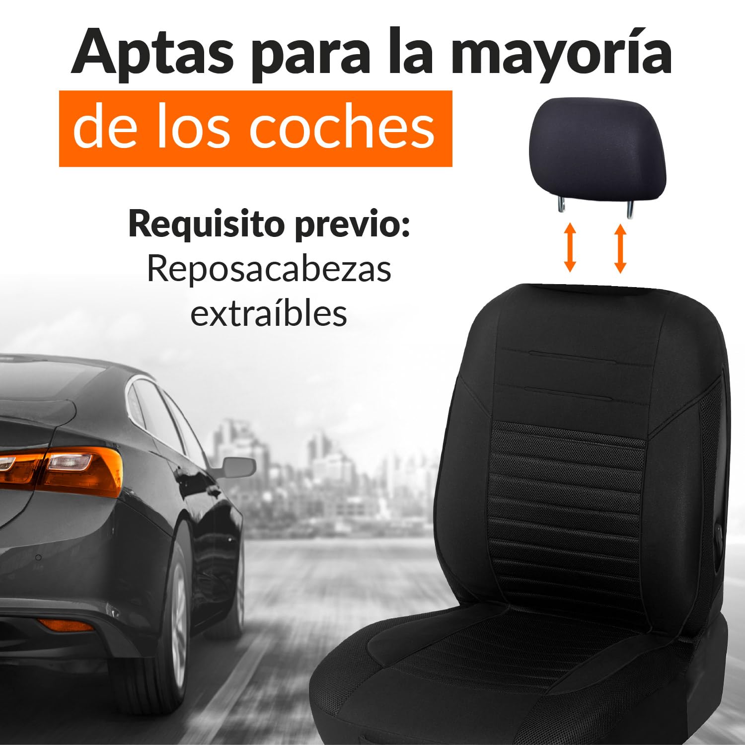 Upgrade4cars Fundas Asientos Coche Universales Negro | Cubre Universal | Protector de Asiento Delantero para Delantero y Trasero | Accesorios Interior Decoracion