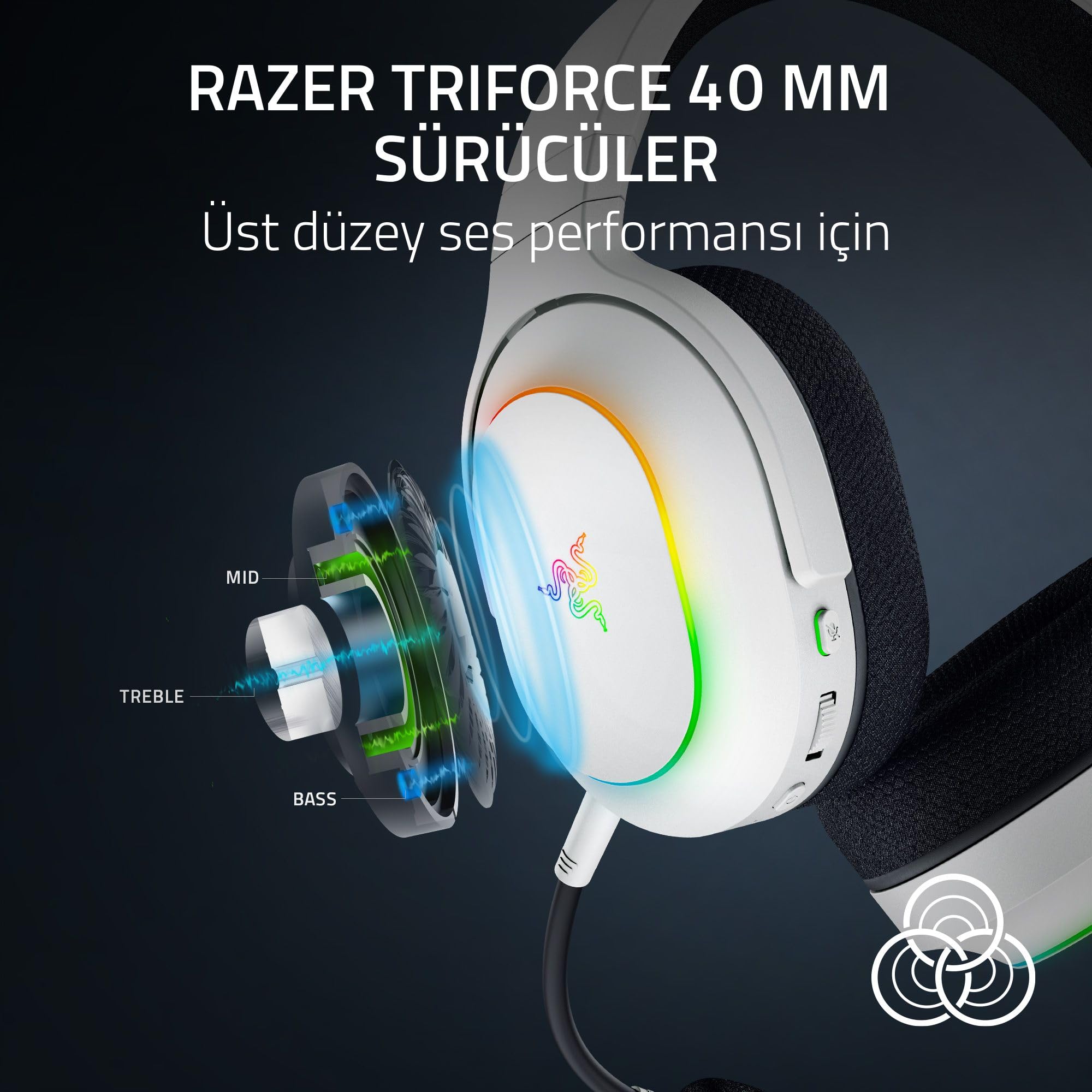 Razer Barracuda X Chroma - 6 Bölge Chroma RGB ile Kablosuz Çok Platformlu Oyun Kulaklığı (SmartSwitch Hyperspeed & Bluetooth, 40mm Sürücüler, Çıkarılabilir Kardioid Mikrofon) Beyaz