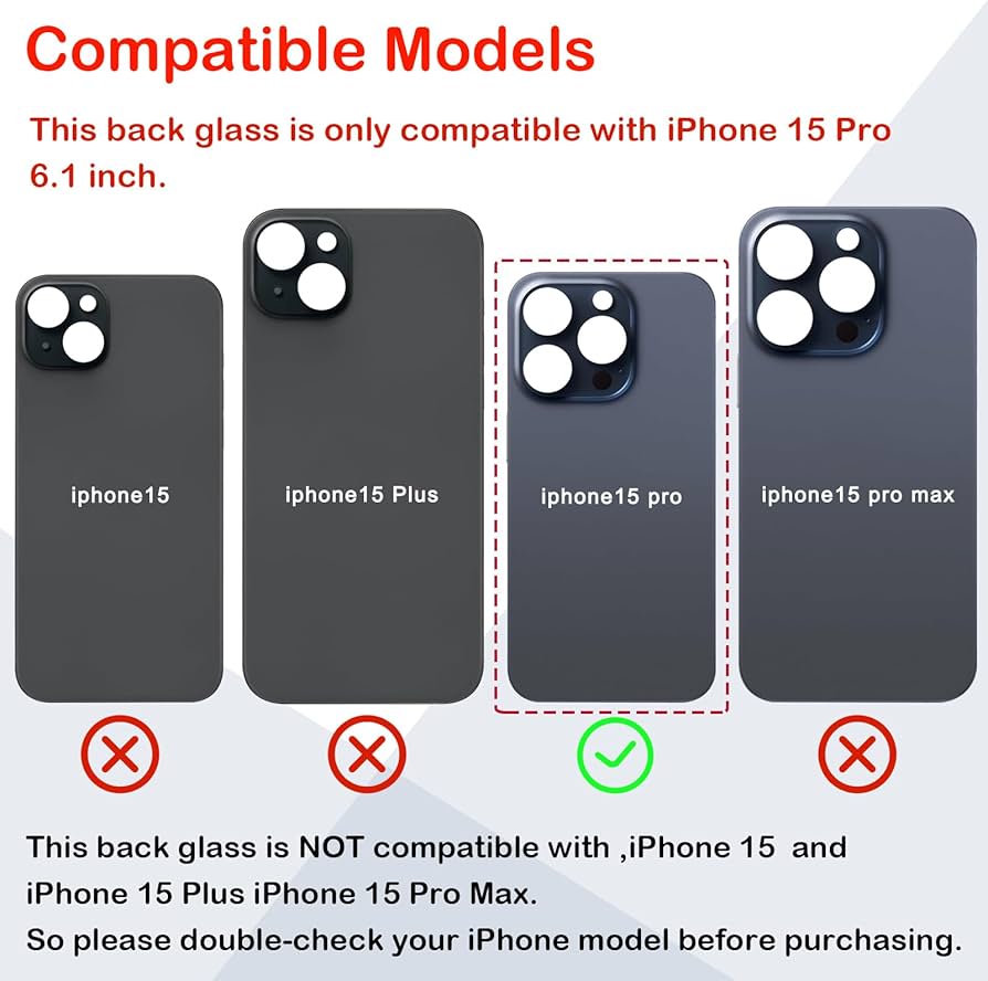Amazon.co.jp: Phoupair OEM バックガラス 交換用 iPhone 15 Pro 6.1