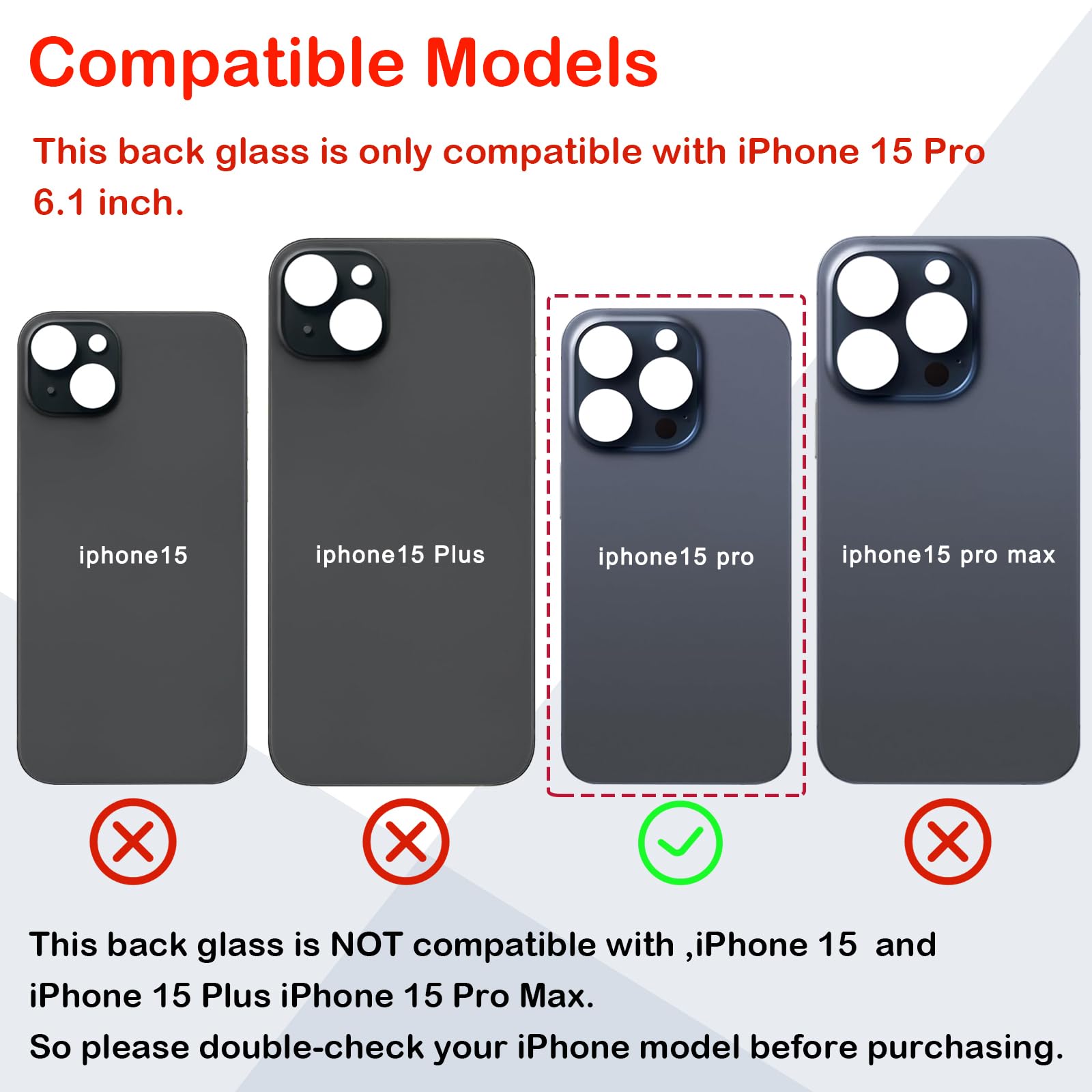 Amazon.co.jp: Phoupair OEM バックガラス 交換用 iPhone 15 Pro 6.1