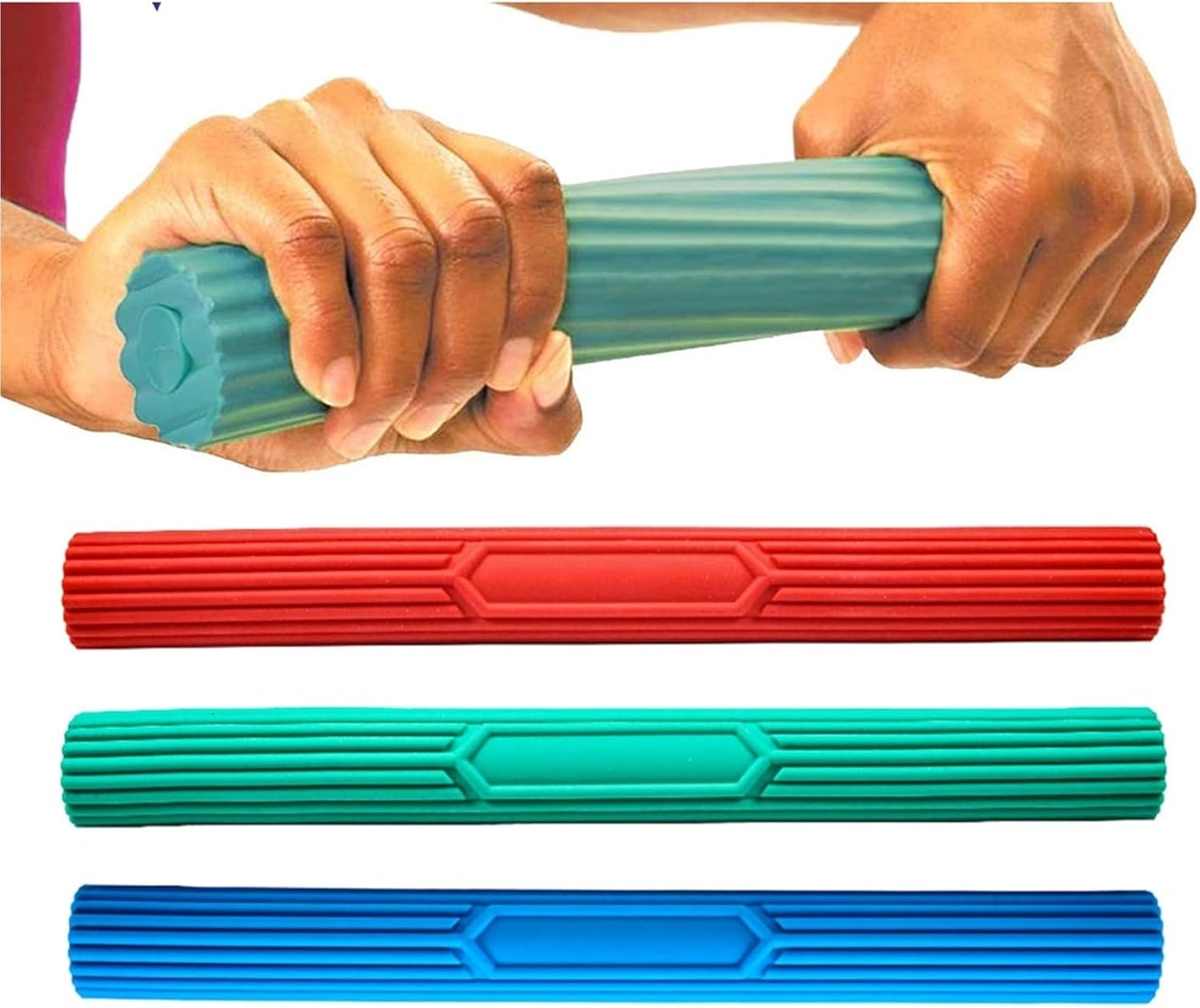 Flex Therapy Bar 2Pcs Flex Therapy Resistance Bar - Relieves Tendonitis Pain, Improves Grip Strength for Tendonitis, Wrist(Green)