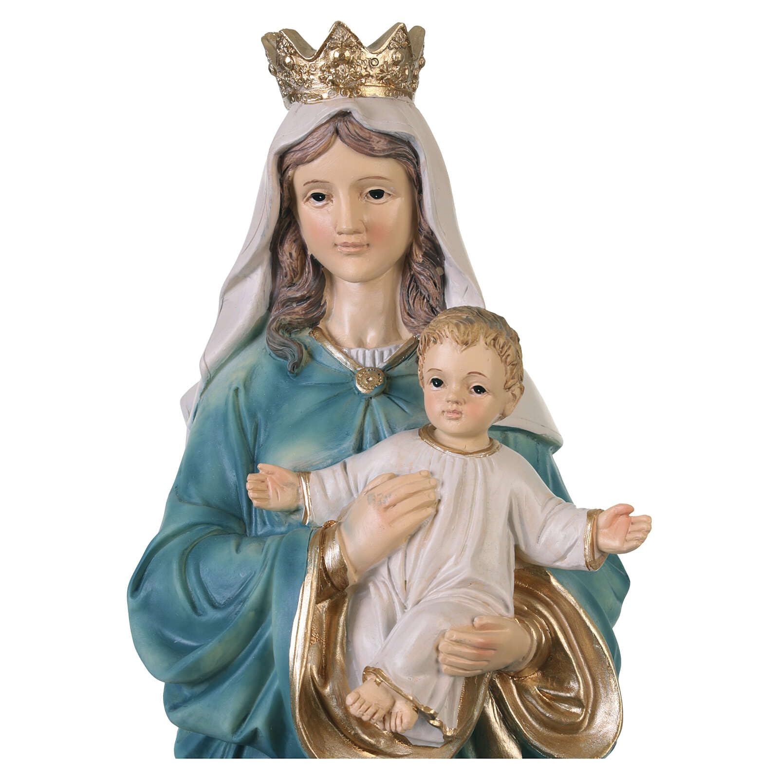 Holyart Statue in resina e PVC: Madonna con vesti azzurre e bambin Gesù 40 cm in resina
