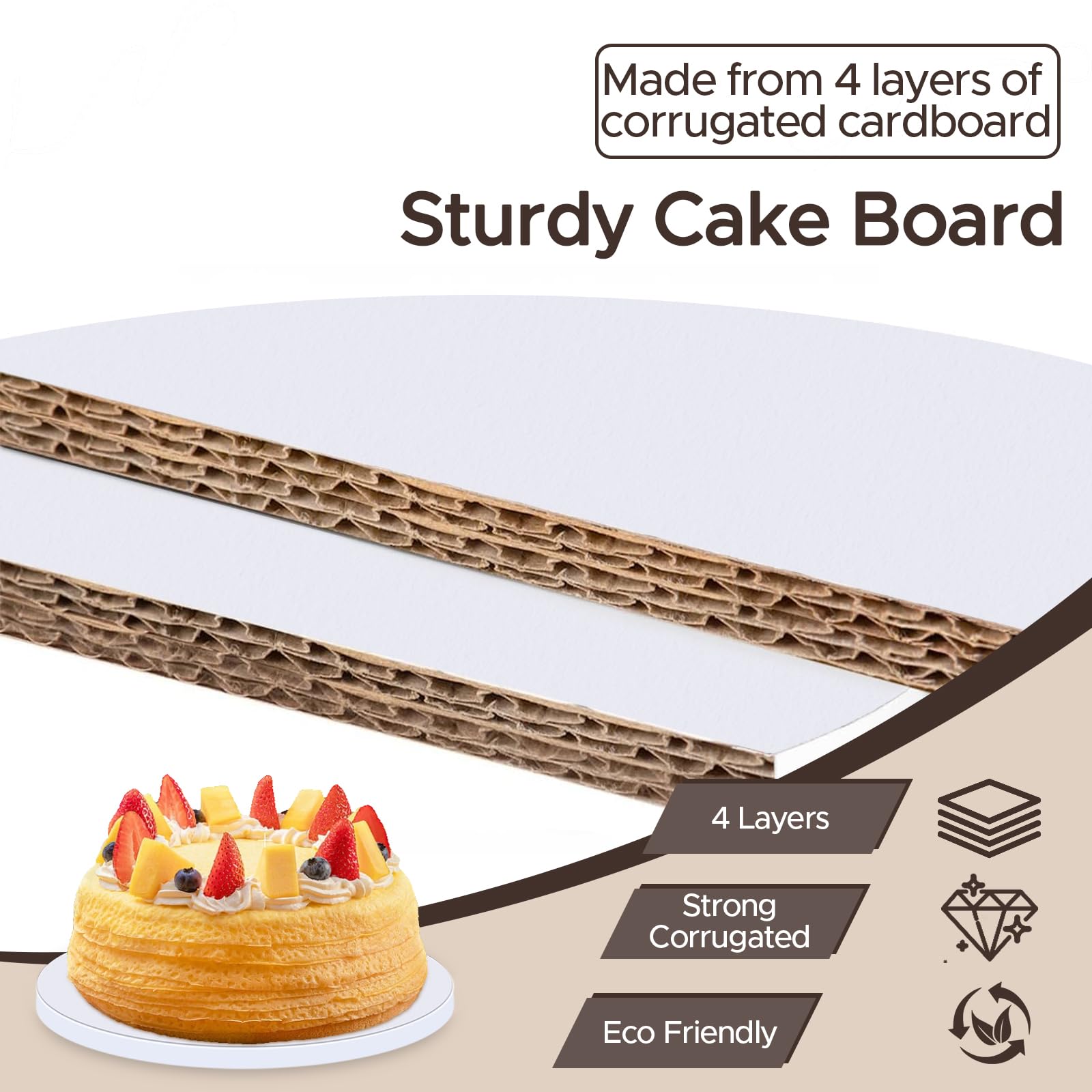Zocipro Lot De 5 Cake Board Ronds 25 Cm, Support Gateau Épaisseur 12 Mm, Réutilisables Et Résistants, Antidérapants, Étanches, Pour Gâteaux 6-9 Pouces, Mariages, Anniversaires, Pâtisserie