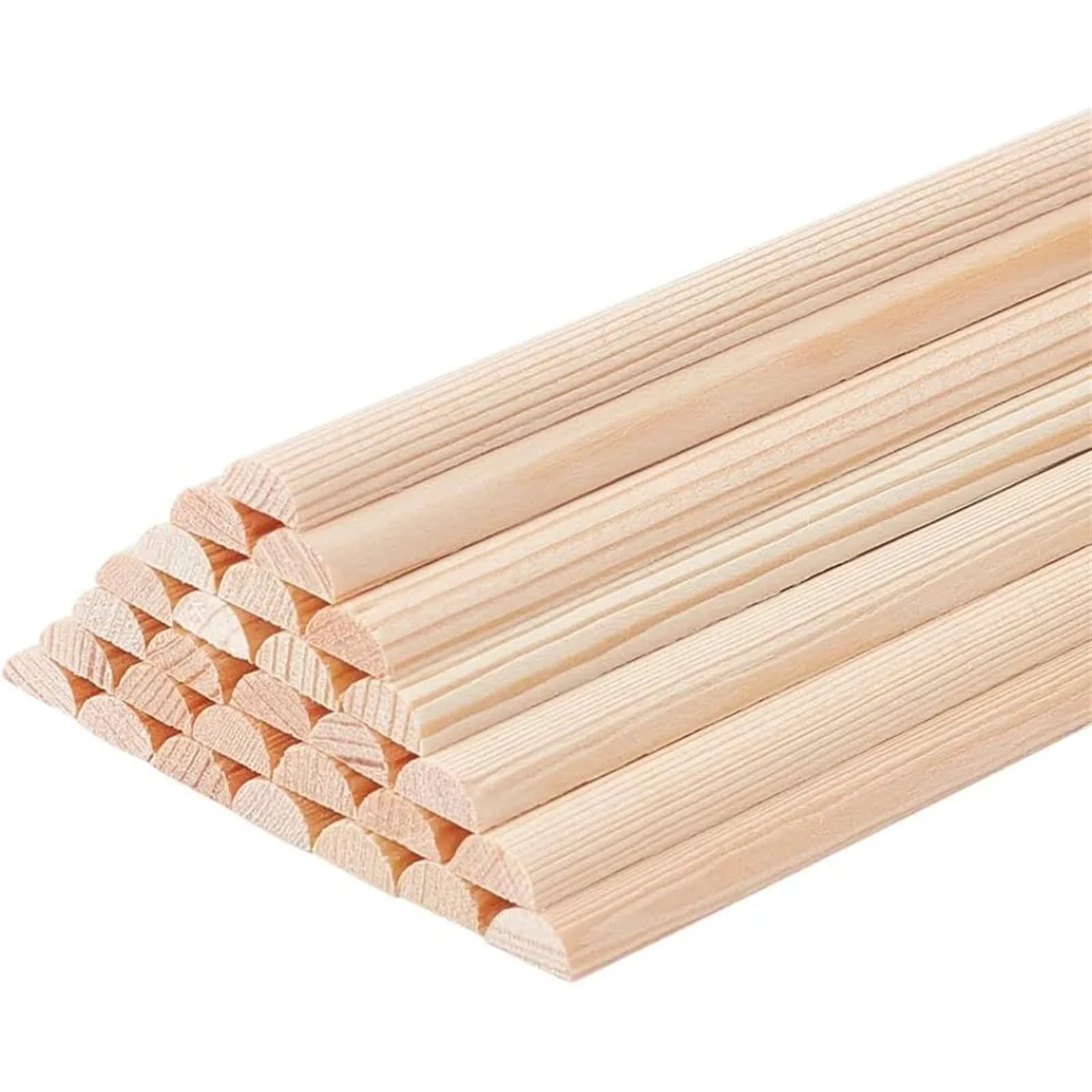 Weqyfdc One Color Craft Wooden Sticks 120Pcs 9.8 Inch Wooden Dowel Rods 7X3.5mm Half Round Dowel Rods Unfinished Wood Craft Sticks Arch Wood Dowel Rods Half Round