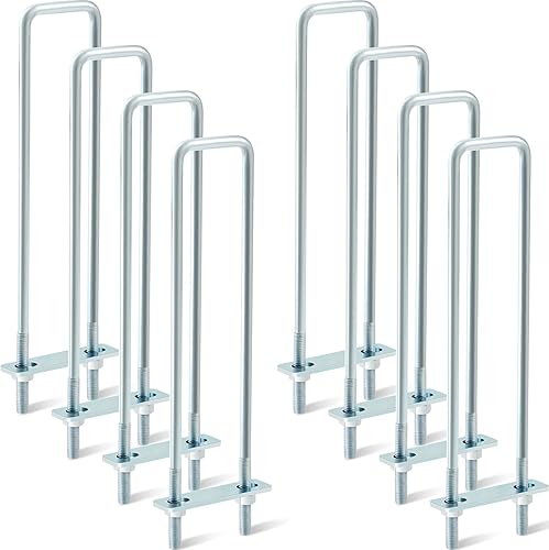 Miniatura 33 de Dunzy 12 pernos cuadrados en U chapados en zinc, perno en U de acero al carbono resistente, suministros industriales y científicos para tubo