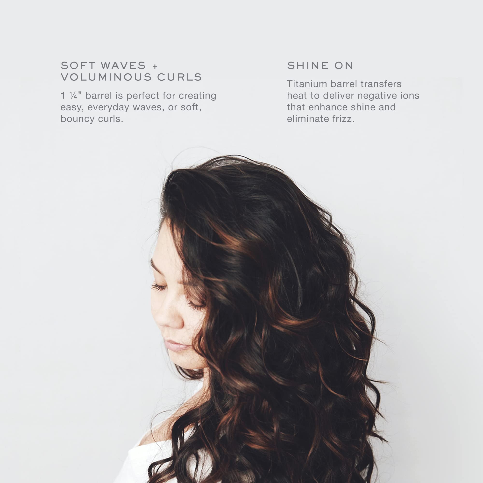 Varita giratoria para cabello de 1 1/4 pulgadas para ondas de playa, doble voltaje + apagado automático, rizador profesional de peluquería de barril largo, gira y gira a 90 grados 4