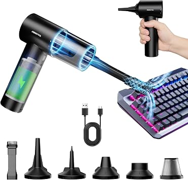 Small Car Vacuum Cleaner Cordless Portable& Rechargeable Air Duster Black