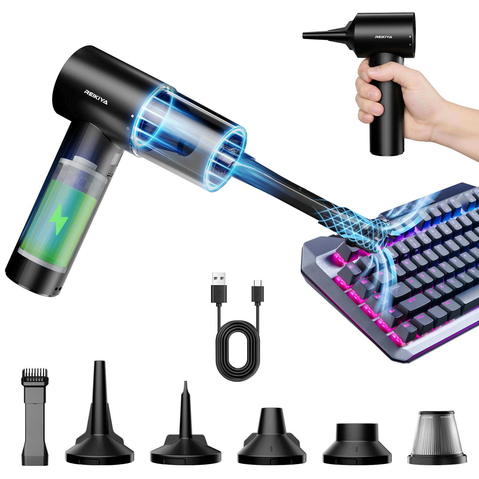 【らむ】SHARP RACTIVE Air POWER Amazon.com: REIKIYA Car Vacuum Cleaner Portable Cordless 14000PA