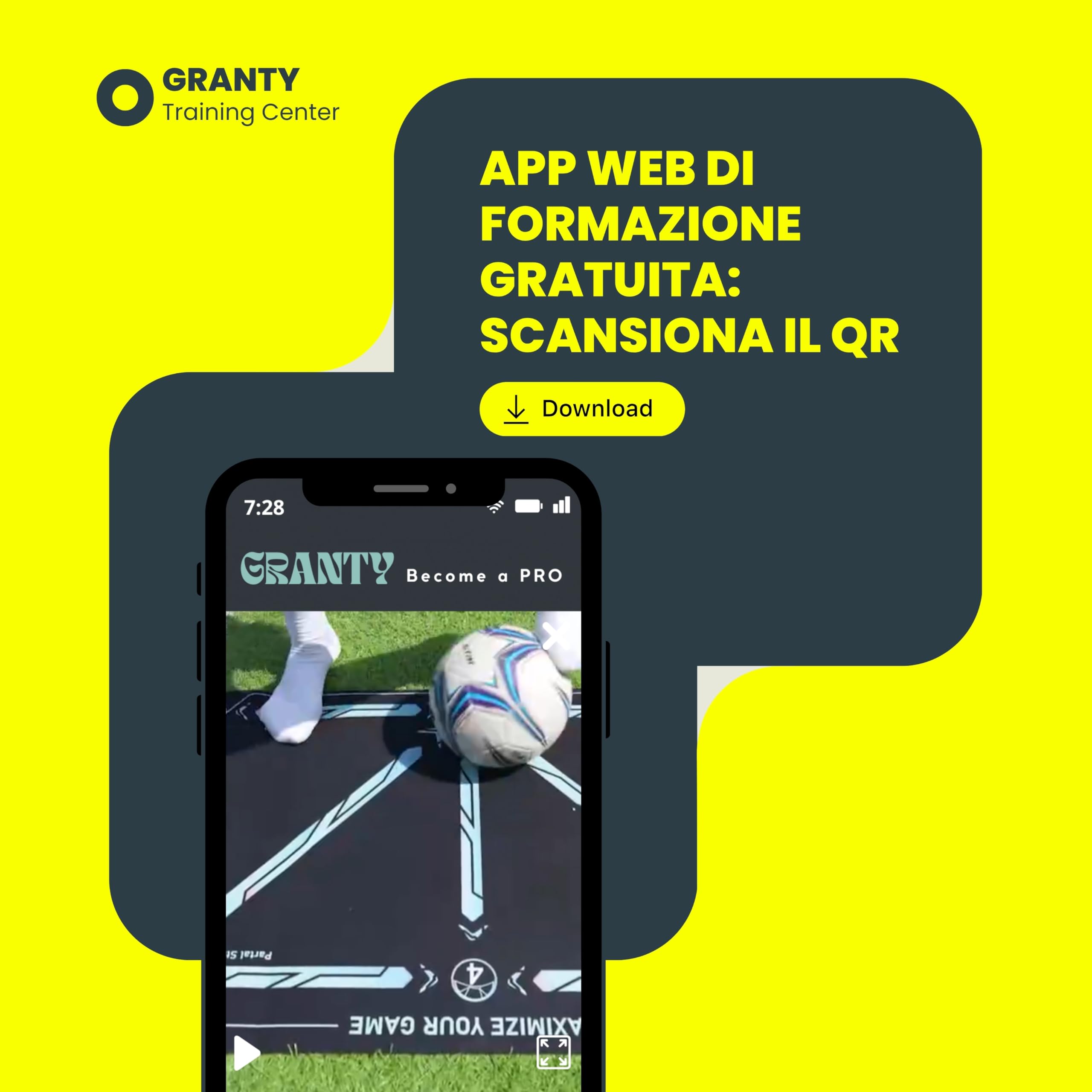 GRANTY Tappeto Allenamento Calcio con APP- Include Kick Throw, Calzini, Borsa e APP video - Allenamento Calcio - Tappetino allenamento calcio