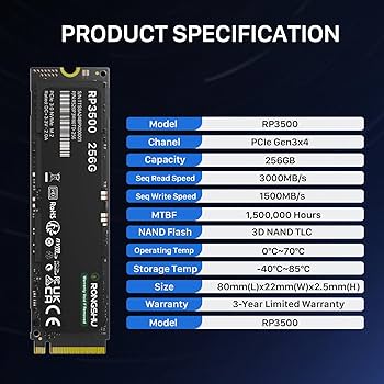 Amazon.com: RONGSHU 256GB NVMe SSD M.2 PCIe Gen 3×4, Read