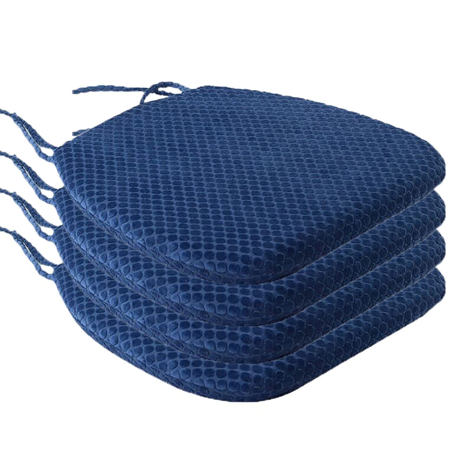 Coussin de chaise en mousse à mémoire de forme bleu x4 pour salle à manger