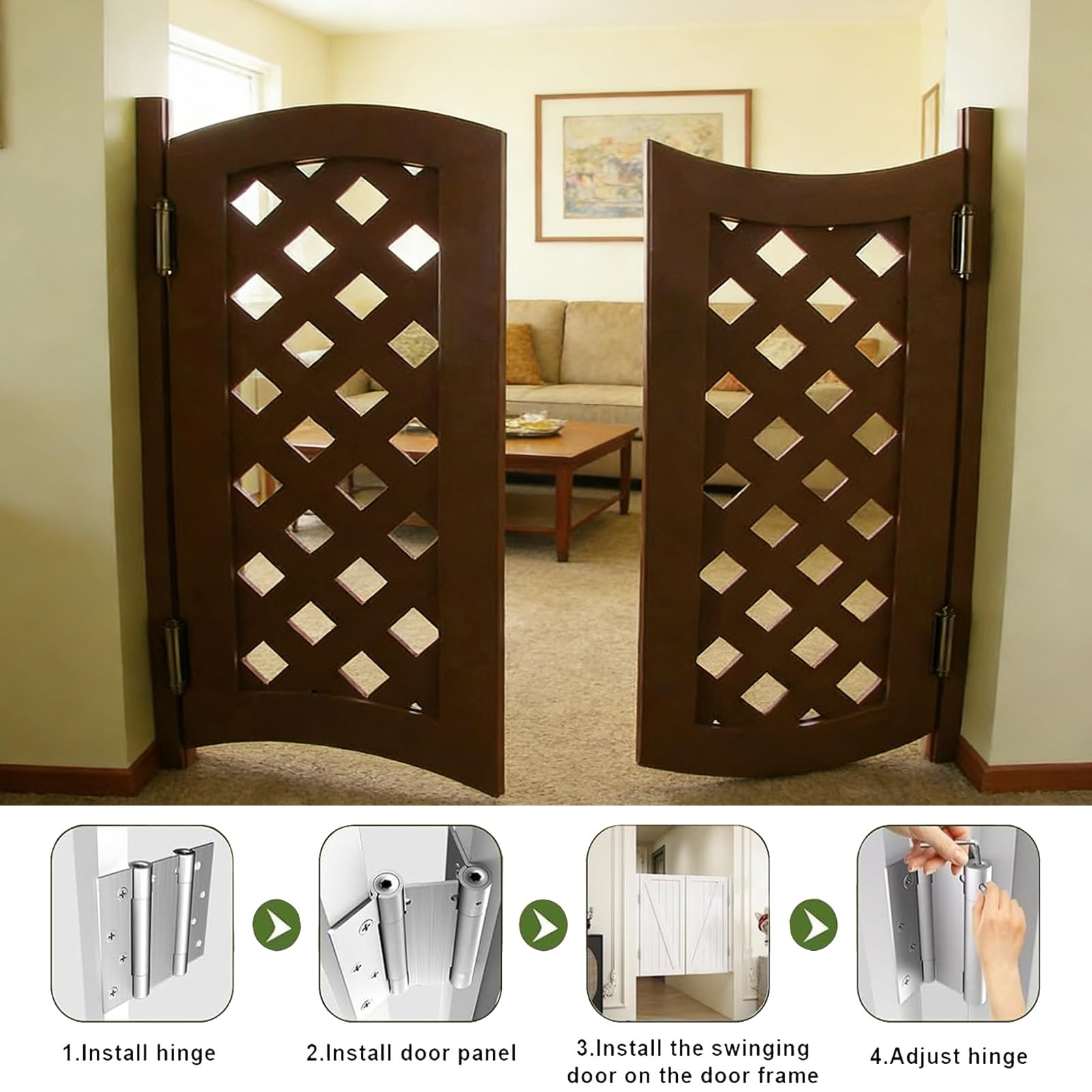 Portes battantes de salon, cloison d'entrée décorative avec charnières pour la maison ou le magasin, 80 x 110 cm, idéale pour la décoration de cuisine ou de bar