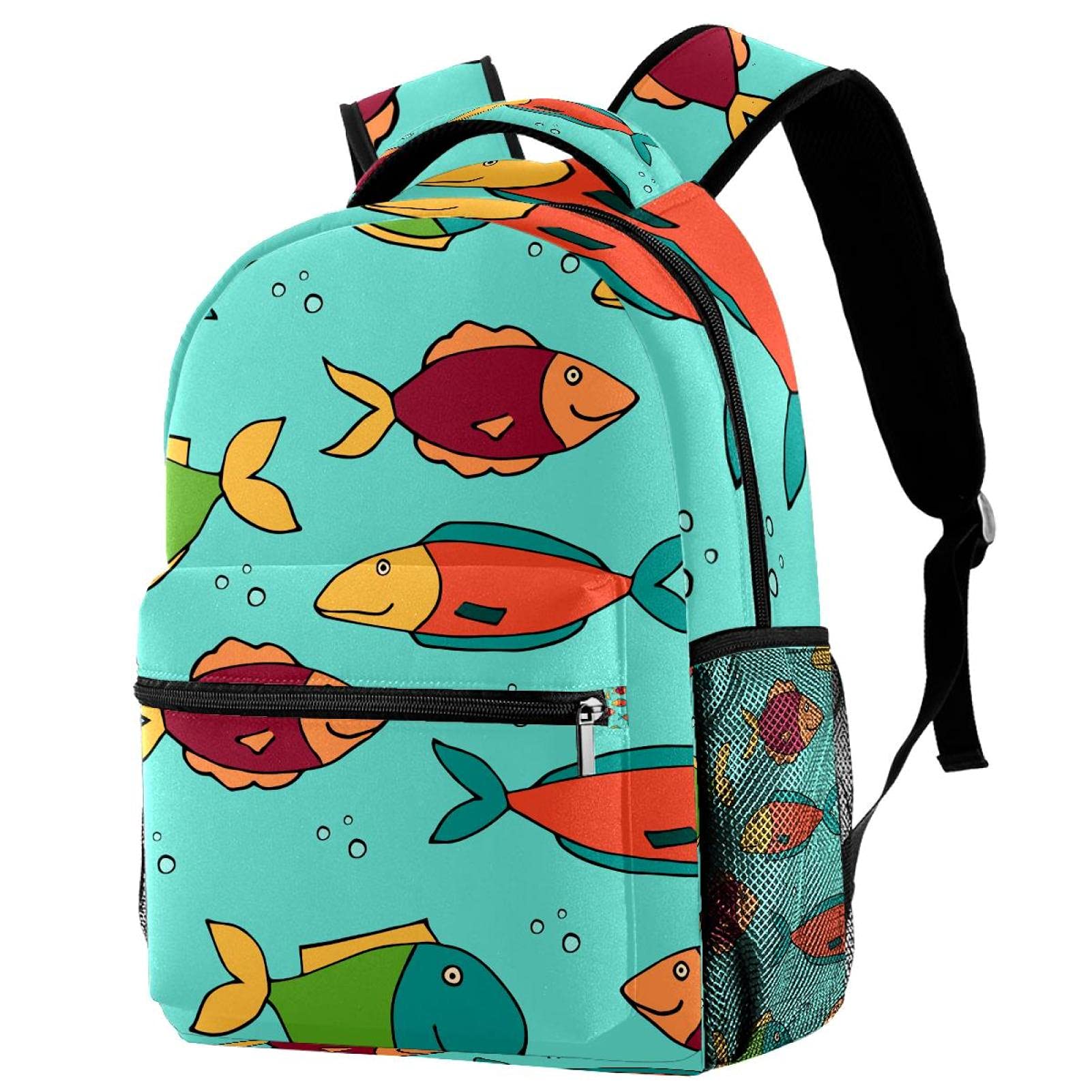 Sac à dos de voyage enfant poisson bleu léger avec compartiment bouteille eau - 7