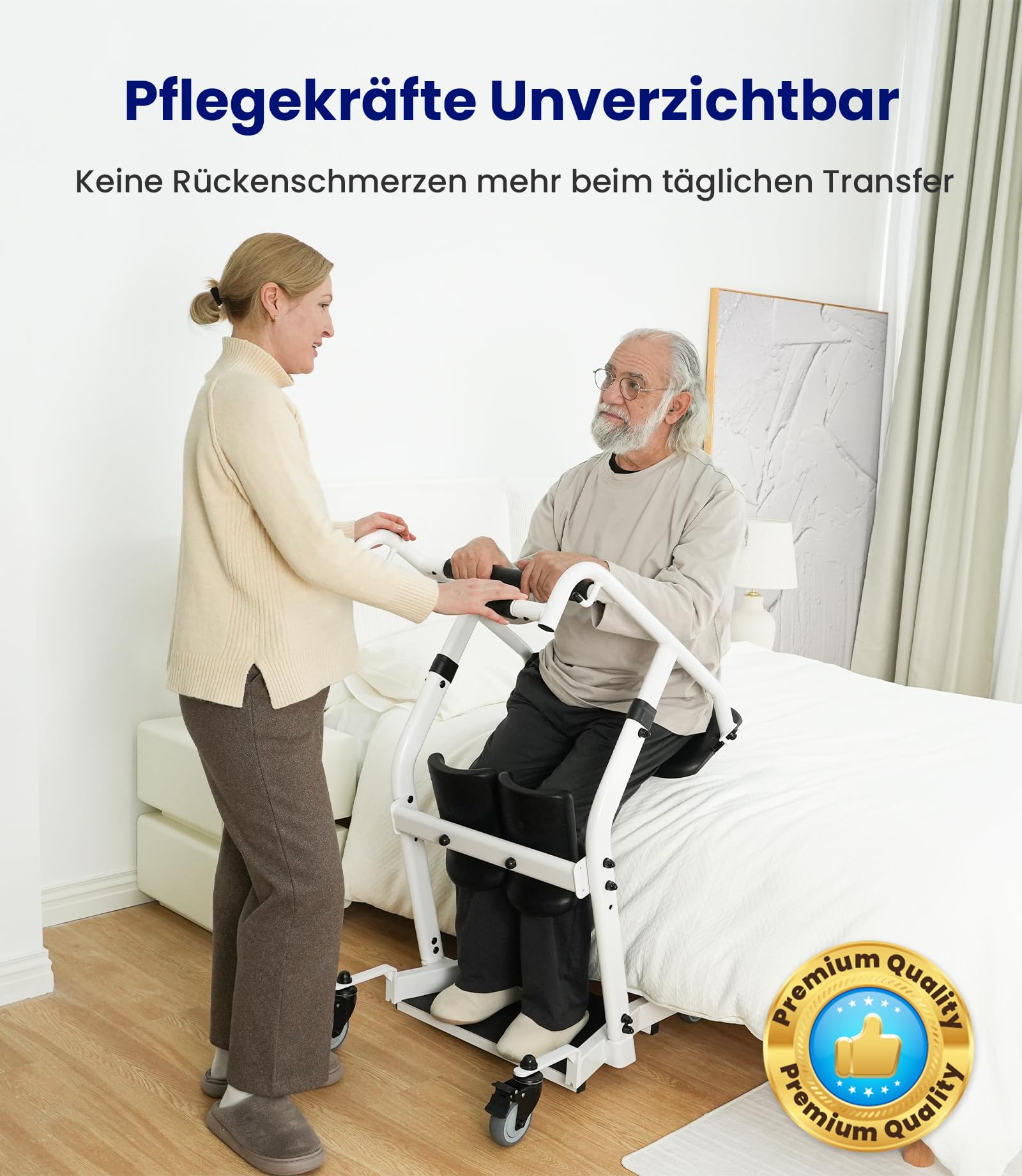 VOCIC Sitz-zu-Steh-Lifter bis 180 kg, Patientenlifter & Transferhilfe für Zuhause, Mobile Aufstehhilfe für Senioren, Transfergerät für Bett, Toilette und Rollstuhl