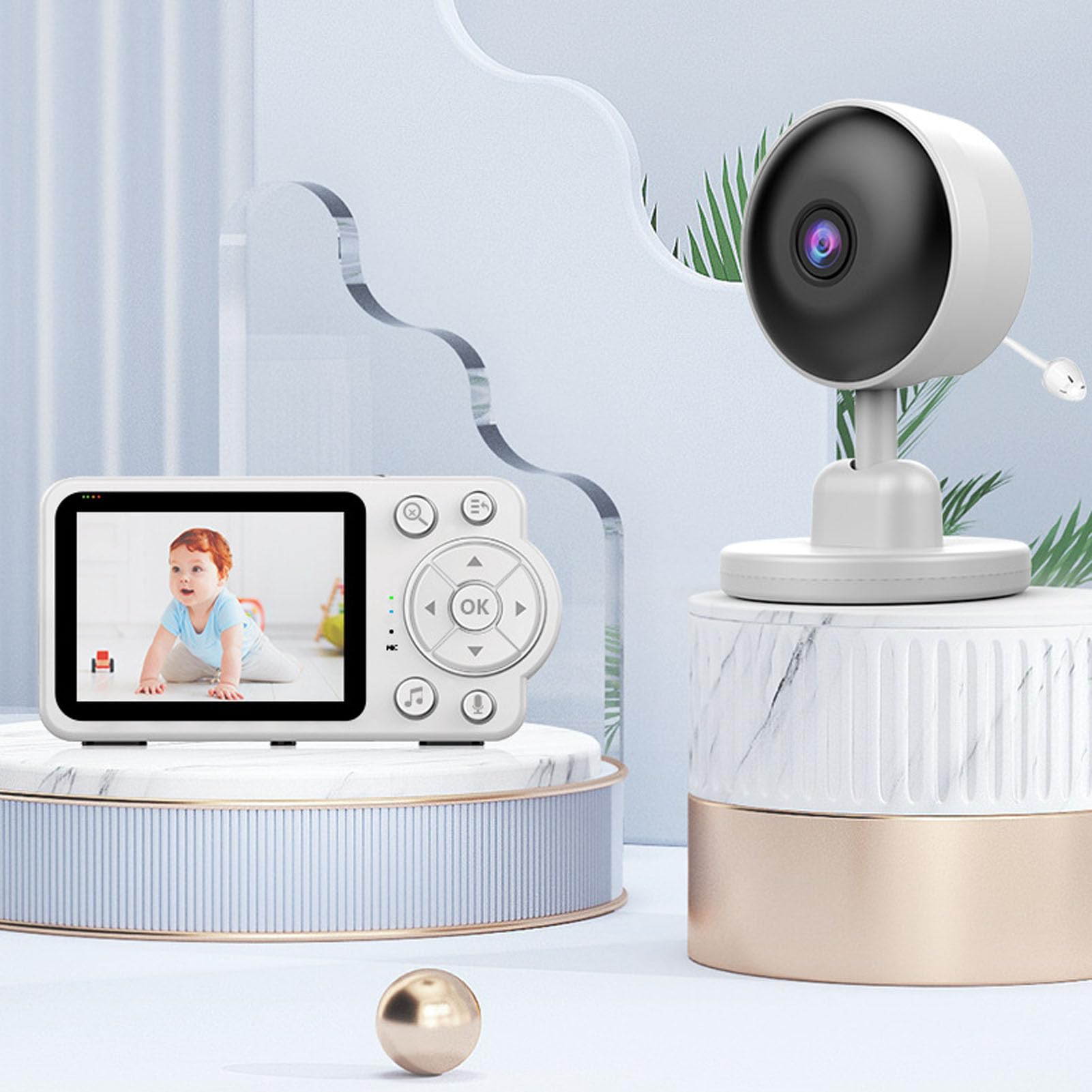 Monitor con Cámara y Audio, Monitor de bebé con Vídeo de Largo Alcance sin WiFi, Visión Nocturna, Conversación Bidireccional, Pantalla de Viaje Portátil de 2,8 Pulgadas (Enchufe