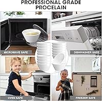 Vista 4 de Domensi 18 cuencos de porcelana de 8 onzas, cuencos pequeños de postre, tazas de caldo de porcelana para sopa para salsa de helado, caldo, sopas