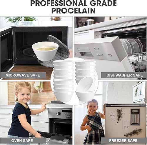 Miniatura 4 de Domensi 18 cuencos de porcelana de 8 onzas, cuencos pequeños de postre, tazas de caldo de porcelana para sopa para salsa de helado, caldo, sopas,