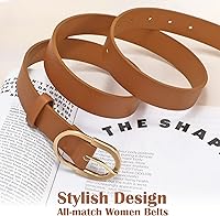 Vista 31 de VONMELLI Paquete de 3 cinturones de mujer para pantalones vaqueros, cinturón de vestir con hebilla dorada