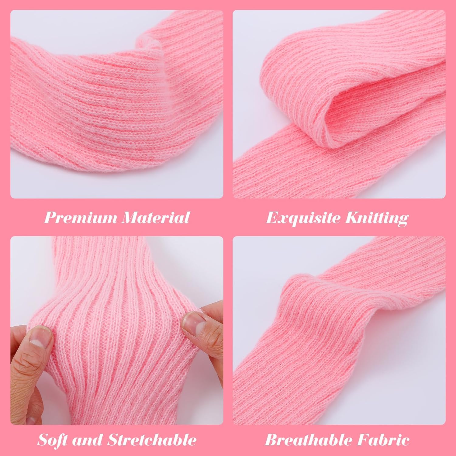 Pink Leg Warmers, Ribbed Knit Women's Leg Warmers, 80s Long Socks for Yoga Party Sports Stylish Accessories - Image 6