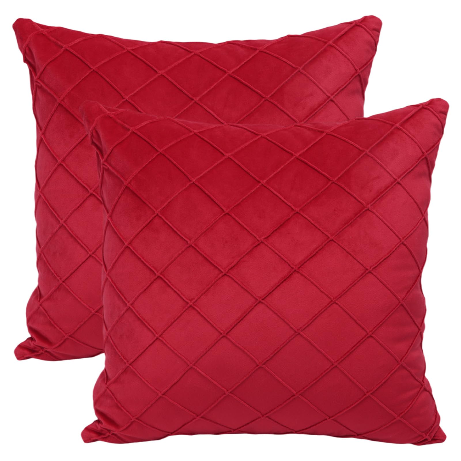 Betadistor Red Cushion Cases Dutch velvet Square Decorative Throw Pillow Cover 45x45cm(18x18 Inch) Set of 2 for Couch Sofa Bed Living Room Bedroom, Red, 522-0471