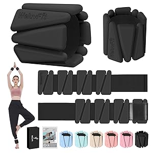 2LBS/4LBS Adjustable Wearable Pilates Wrist & Ankle Weights For Women & Men | Arm & Leg Weights Silicone Wrist Bangles For Home Gym Workout, Travel, Yoga, Barre, Strength Training-Set Of 2