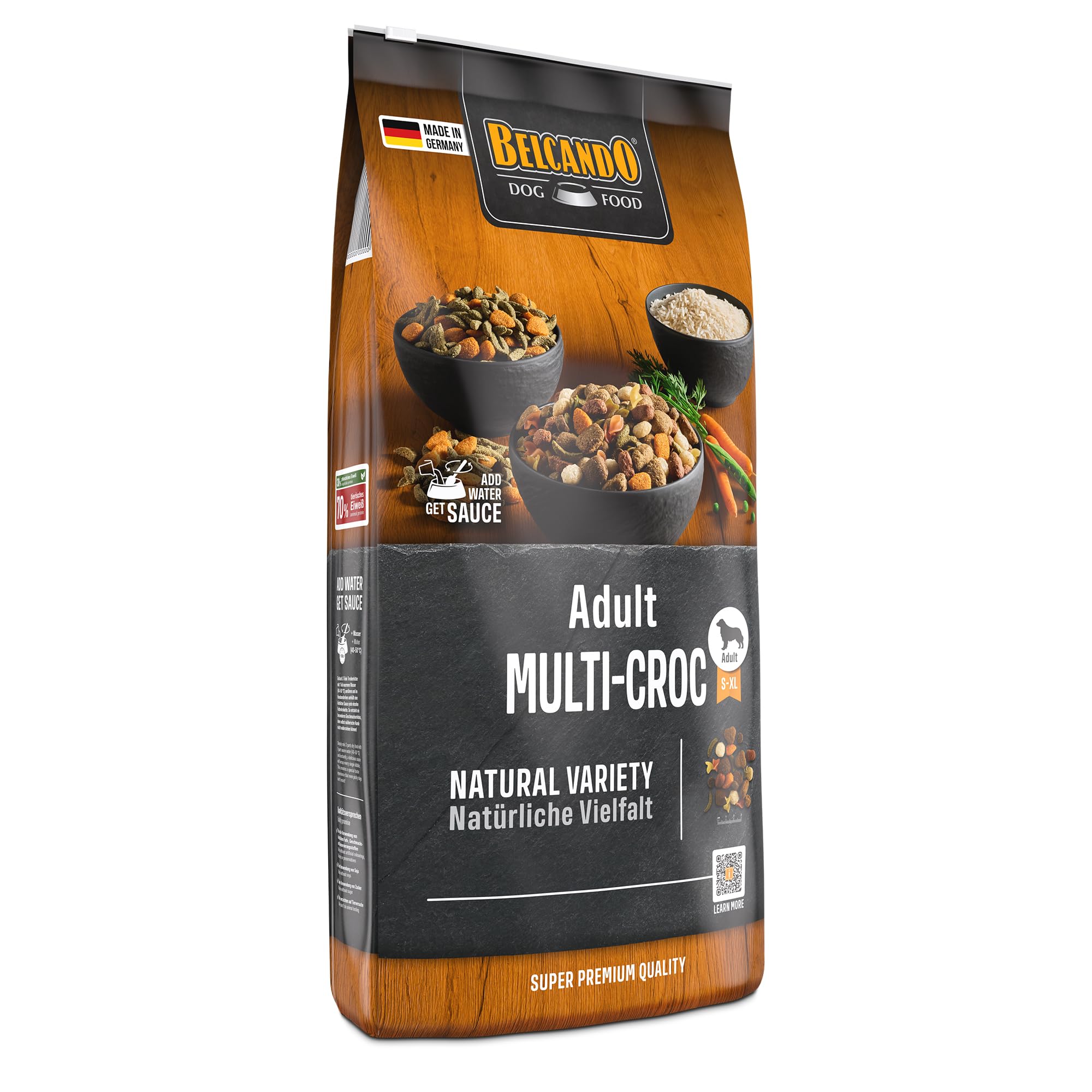 Belcando Adult Multi-Croc [12,5 kg] | Comida Seca con Pasta y Chips Vegetales | Alimento Completo para Perros Adultos a Partir de 1 año de Edad