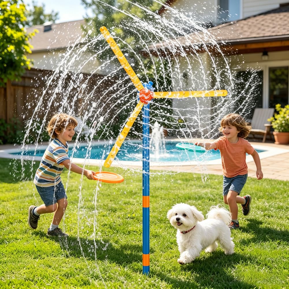 Jouet d'Arrosage d'eau pour Enfants, 360° Rotatif Jardin Jouet D'extérieur pour Enfants de 3-12 Ans, Jouet de Jardin d'extérieur, Divertissement Aquatique Estival pour garçons et Filles