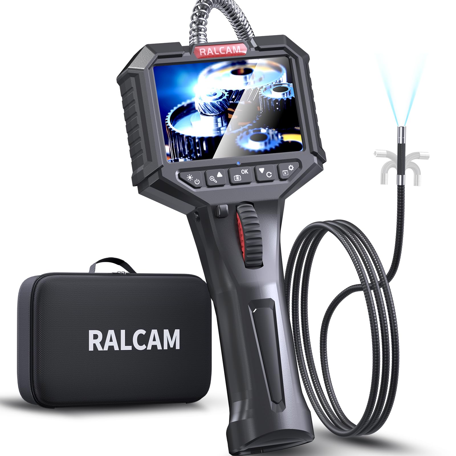 Ralcam Endoskopkamera mit Licht Endoscope Camera - Endoskop 6,2mm Inspektionskamera 3,5" HD 720P Rohrkamera, Kameras mit 6 LED, IP67 Wasserdicht 1M Halbsteifes Kabel Teleskopkamera (N306 D)