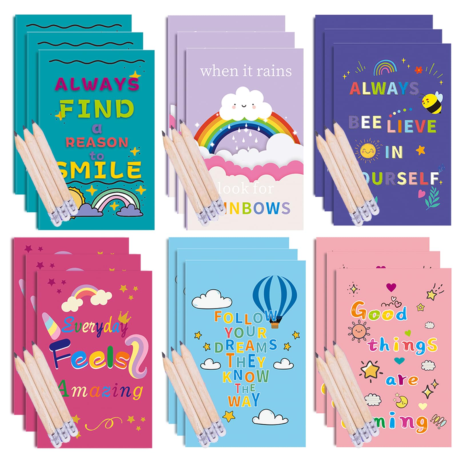 Solihigh Gifts for Students from Teachers,18 Pack Mini Ruled Notebooks for End of Year School Leavers Gift,Rewards Gifts Classroom Prizes Colourful Notepad & Pencil Set
