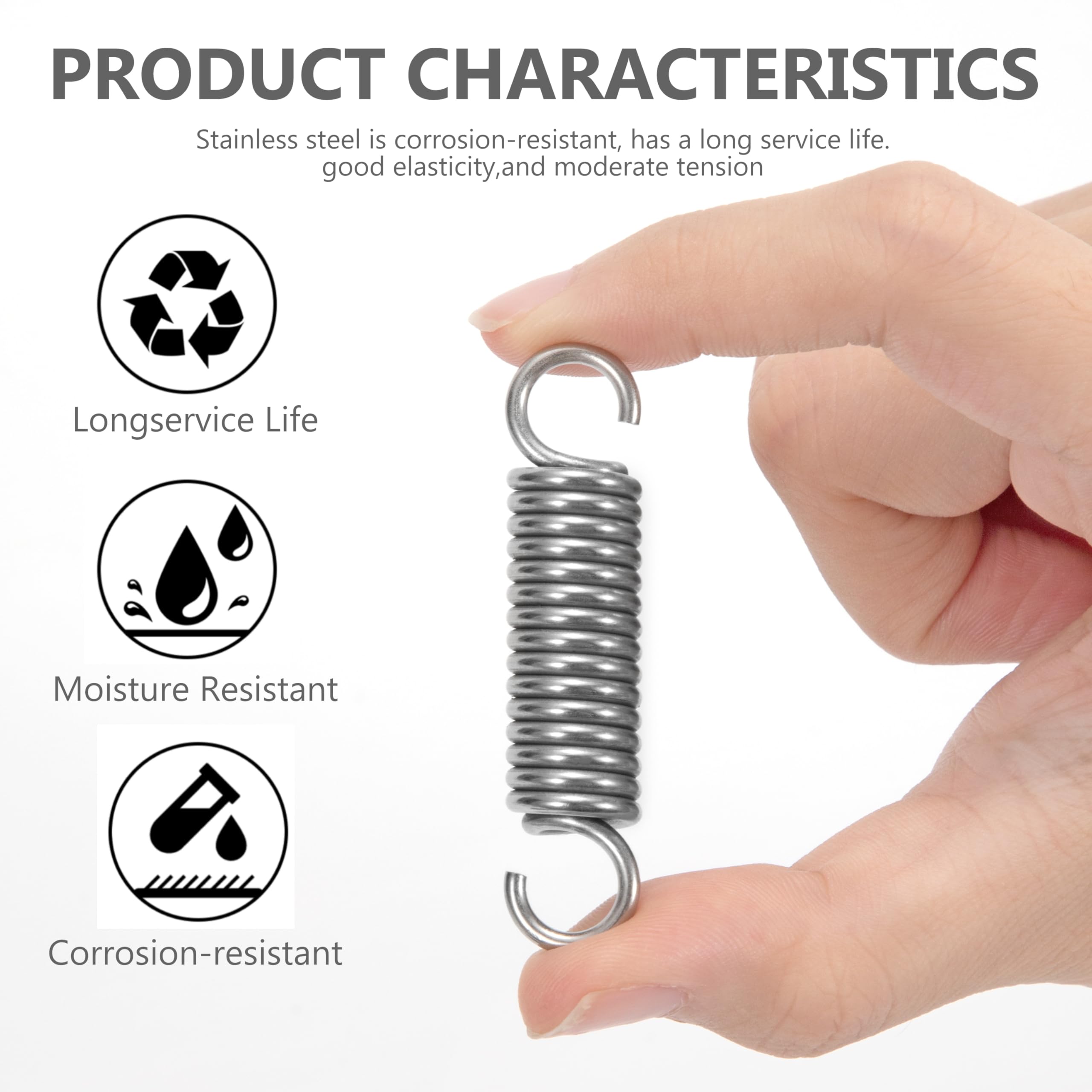 5PCS Tension Spring With Hooks Compressed Springs 50mm Length 12mm OD 1.5mm Thread Diameter Stainless Steel Small Double Hooks For Production Assembly