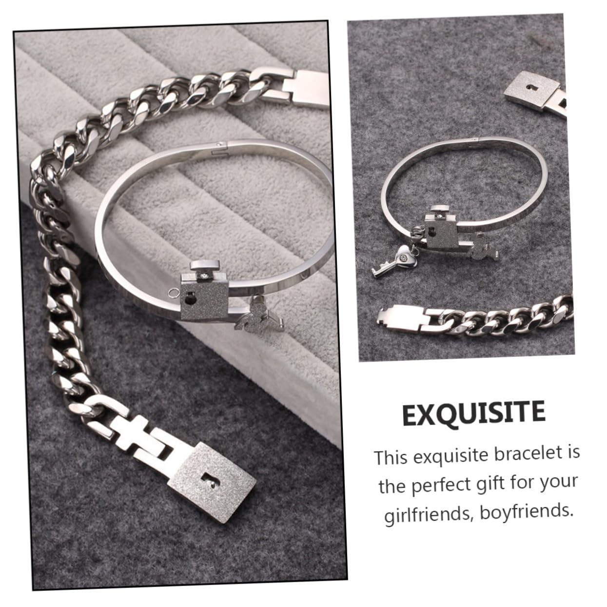 SHERCHPRY Juego De 2 Pares De Pulseras Elegantes Y Resistentes Para Parejas A Juego Para El Día De San Valentín.
