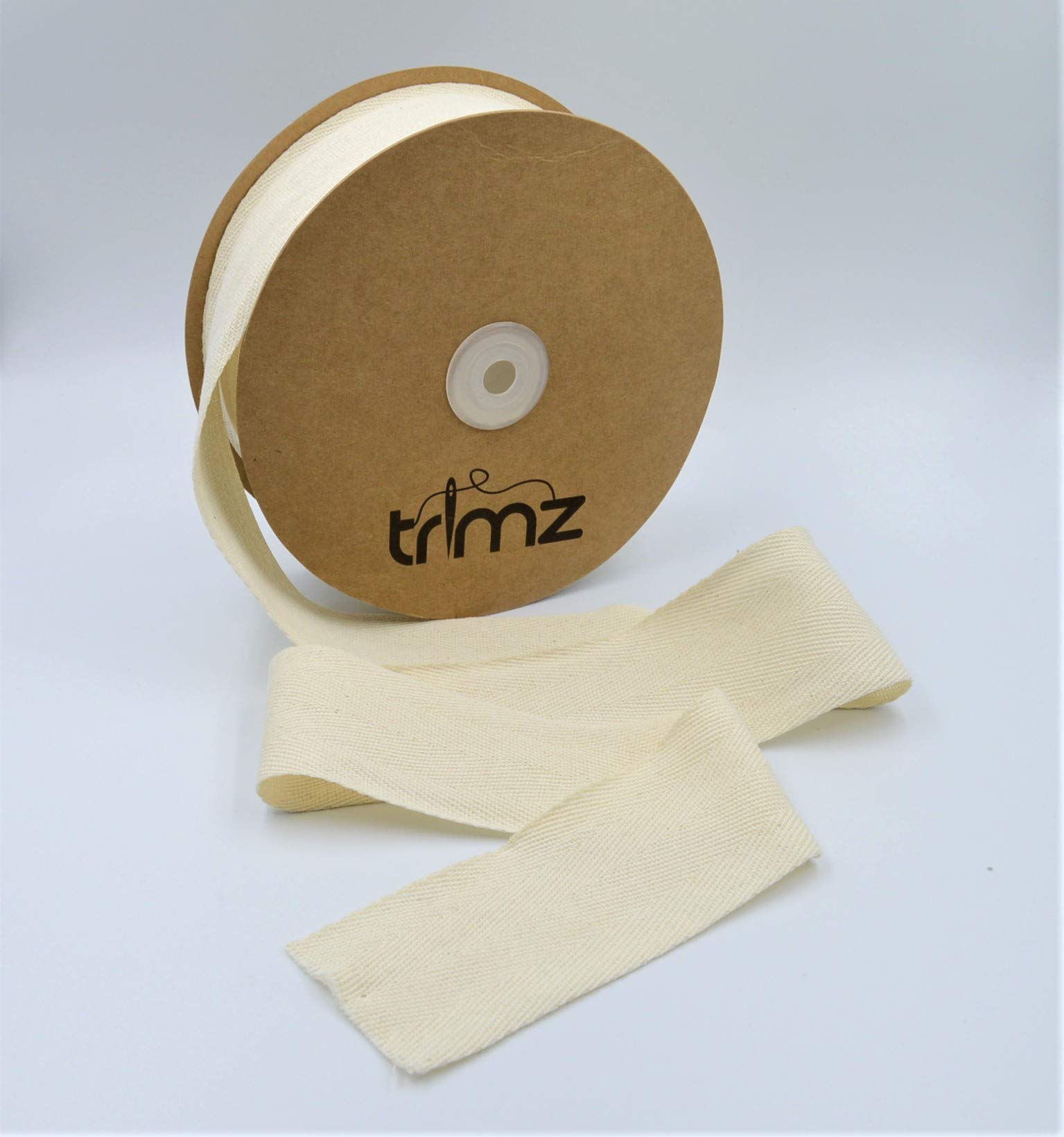 Trimz Natural 50Mm X 25M: Cotton Herringbone Tape 50Mm X 25M | Wide Craft Ribbon | Upholstery, Home Decor, Sewing Projects