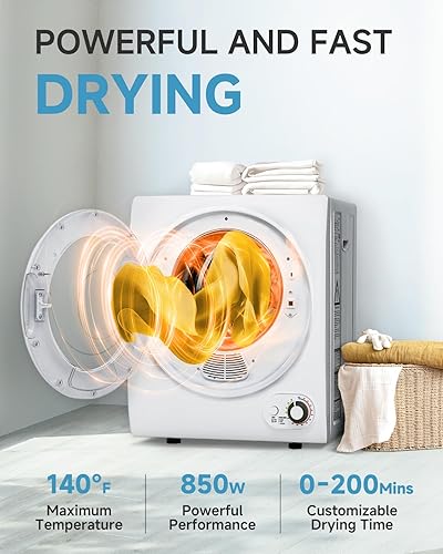 Miniatura 2 de Secadora Portátil de 110V – Secadora de Ropa Compacta de 850W con 4 Modos de Secado Automático, Tambor de Acero Inoxidable, Perilla de Control