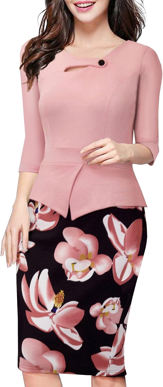 HOMEYEE Women's Elegant Chic Bodycon Formal Dress B288