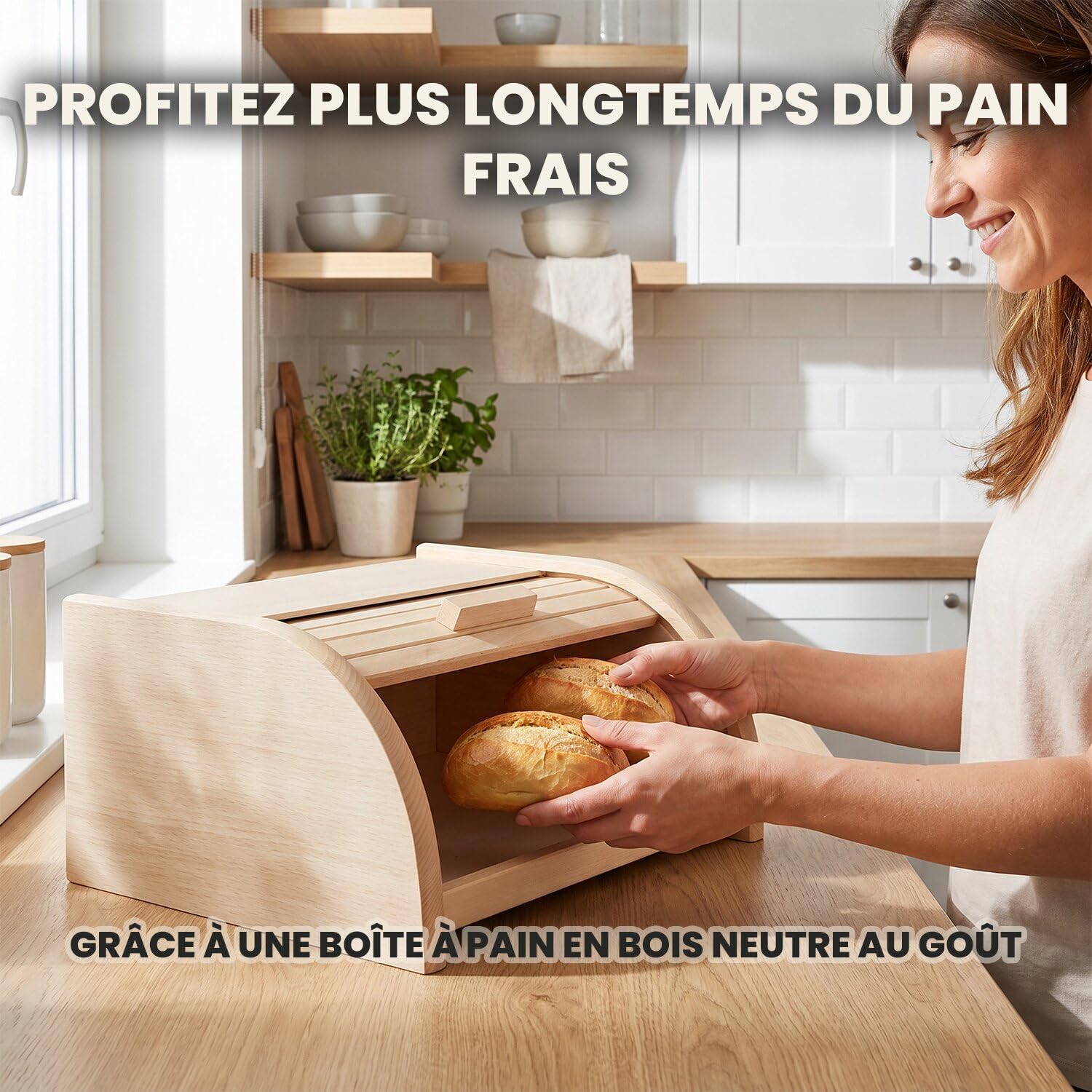 Boite à Pain Bois avec Grande Ouverture 39 x 29 x 17,5 cm