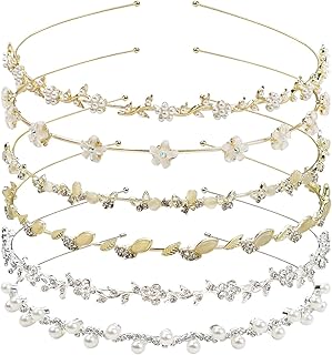 adornish 2 Pcs Rhinestone Headbands Women Gold Metal Headband Flower Leaf Stone-picture-34