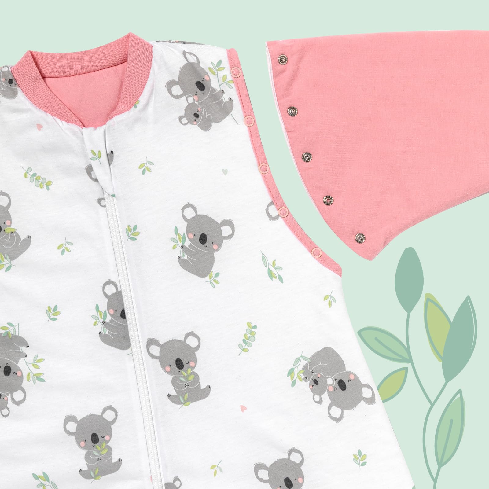 schlummersack Slumbersac Sacco nanna con piedini bambini 2.5 Tog 110 cm Koala I Sacco nanna con gambe per dimensione del corpo 110-120 cm | Sacco nanna maniche rimovibili