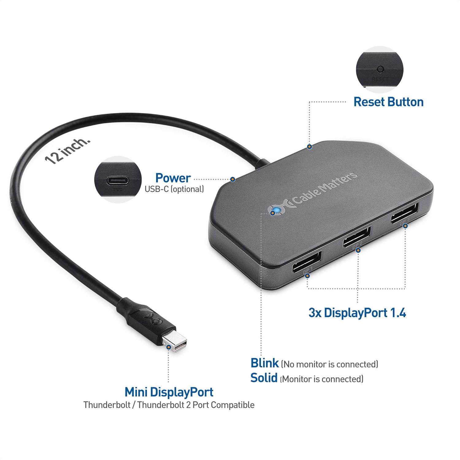 🔥 Flash Sale Cable Matters Triple 4K DisplayPort Splitter (Triple Monitor Mini DisplayPort Hub) to 3-Port DisplayPort 1.4 Enabled for 8K and 4K 120Hz HDR for Windows Only, NOT Compatible with macOS Holiday Deals 🛒 Cable Matters Triple 4K DisplayPort Splitter (Triple Monitor Mini DisplayPort Hub) to 3-Port DisplayPort 1.4 Enabled for 8K and 4K 120Hz HDR for Windows Only, NOT Compatible with macOS