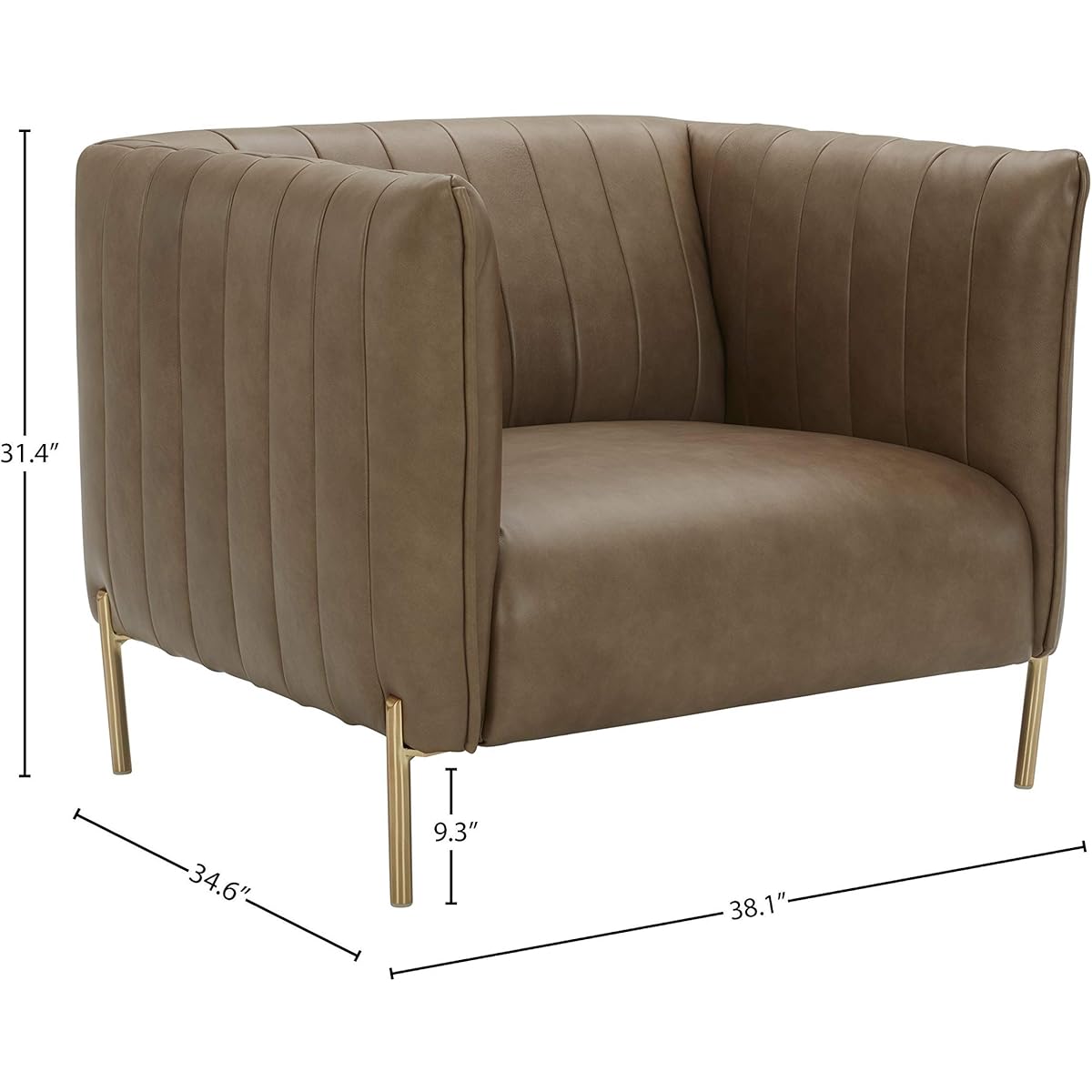 Rivet Frederick Mid-Century Channel Tufted Leather Chair - Thumbnail 3